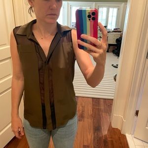 Parker moss green silk top